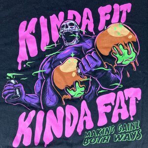 Kinda Fit Kinda Fat Shirt Mens XL Making Gainz Both Ways Graphic Tee Black